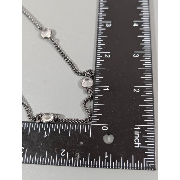 Premier Designs City Lights Gray Metallic Clear Bezel Long Layering Necklace 60" - Picture 10 of 10